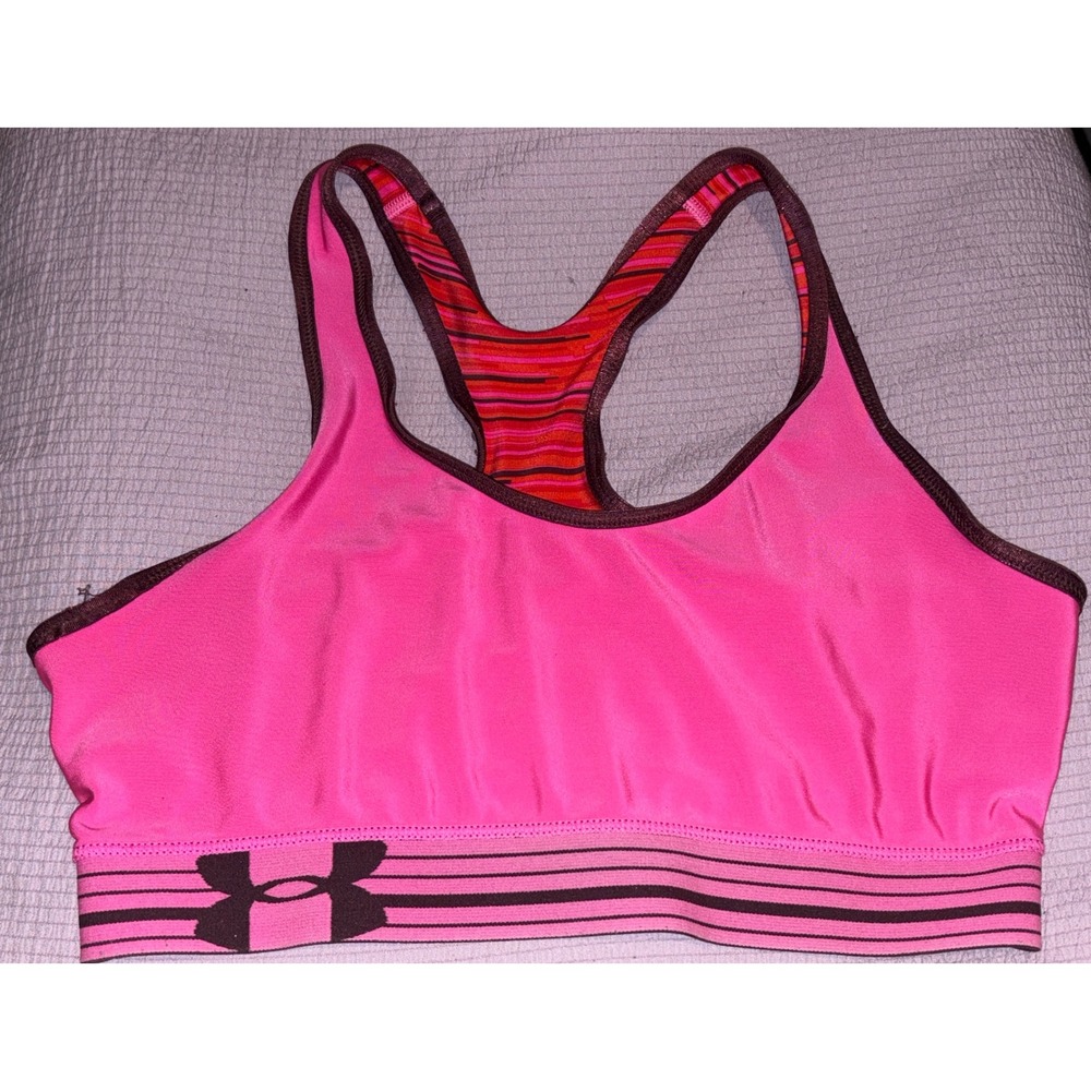 Under Armour Women's Pink/Red Reversible‎ Low Impact Sports Bra, Medium